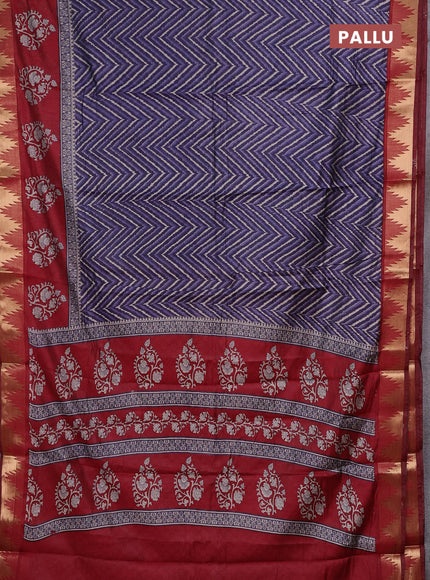 Blue & Maroon Semi Maheshwari Cotton Saree