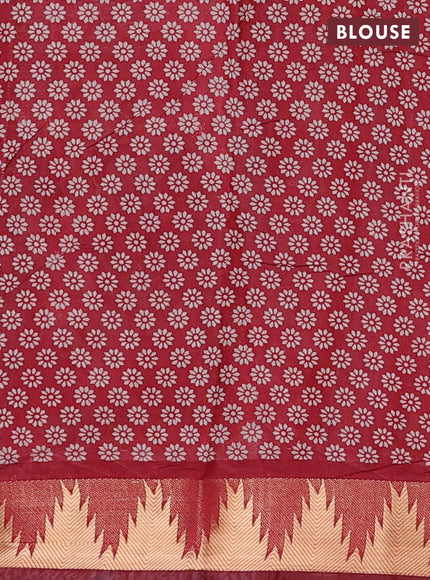 Blue & Maroon Semi Maheshwari Cotton Saree