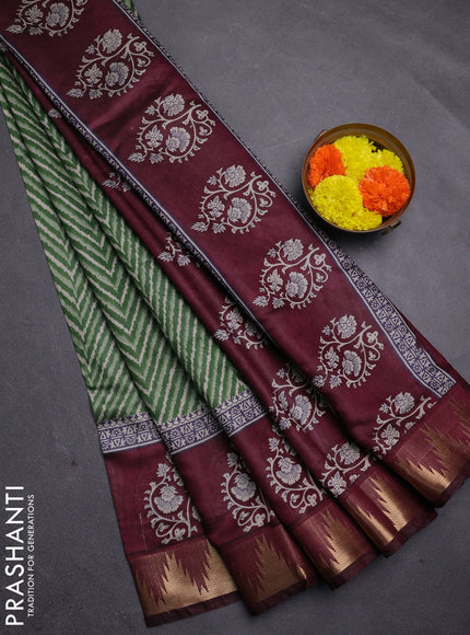 Green & Maroon Semi Maheshwari Cotton Saree