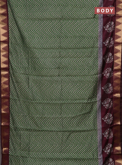 Green & Maroon Semi Maheshwari Cotton Saree