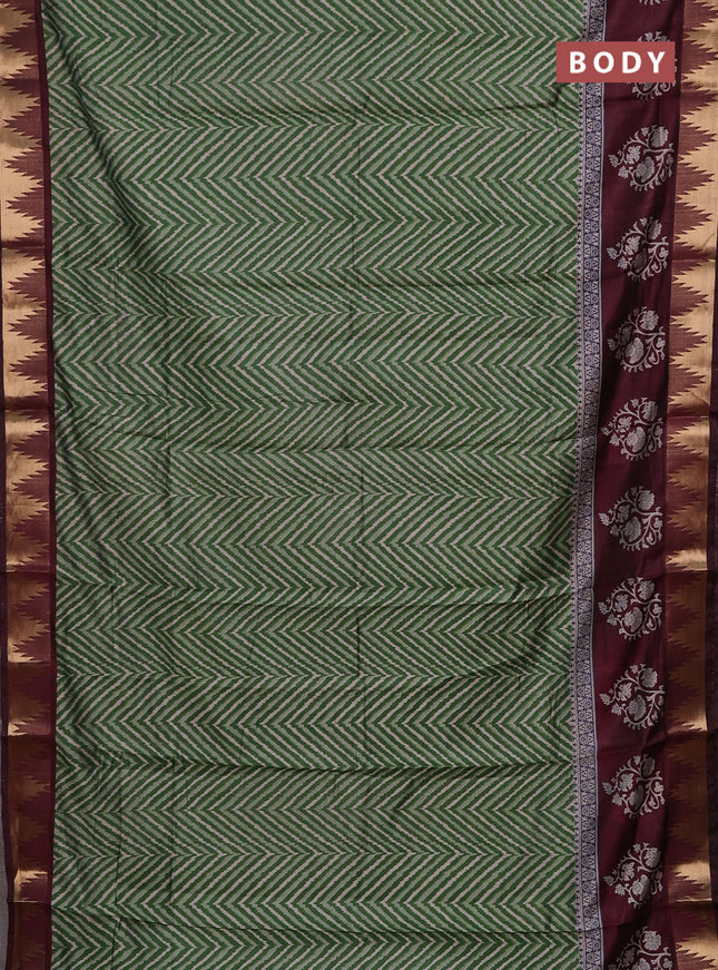 Green & Maroon Semi Maheshwari Cotton Saree