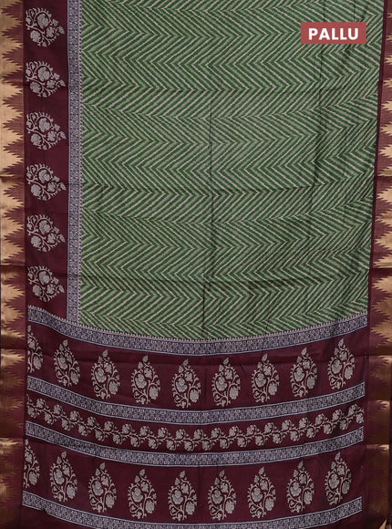 Green & Maroon Semi Maheshwari Cotton Saree