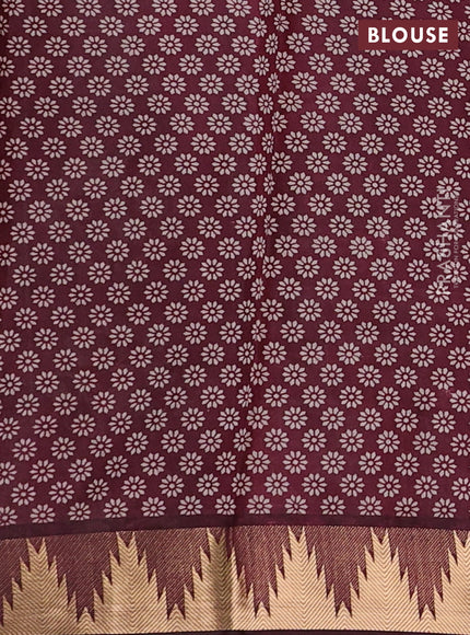 Green & Maroon Semi Maheshwari Cotton Saree
