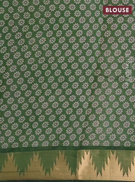 Brown & Green Semi Maheshwari Cotton Saree