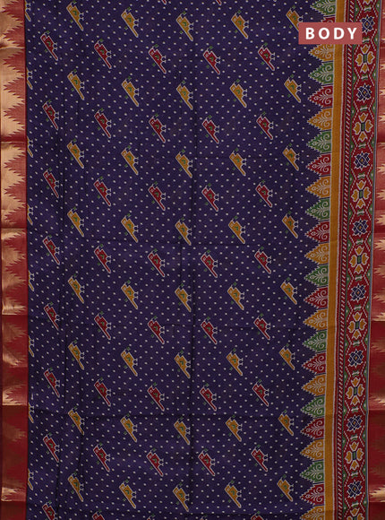 Blue & Maroon Semi Maheshwari Cotton Saree