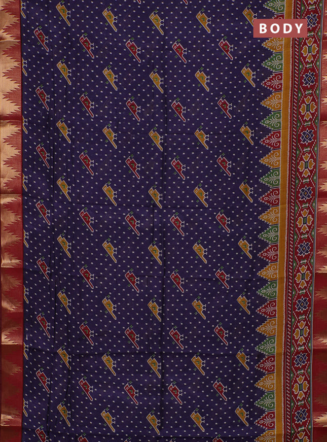Blue & Maroon Semi Maheshwari Cotton Saree
