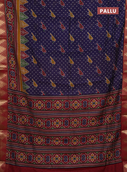 Blue & Maroon Semi Maheshwari Cotton Saree