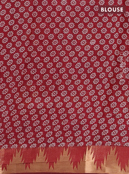 Blue & Maroon Semi Maheshwari Cotton Saree