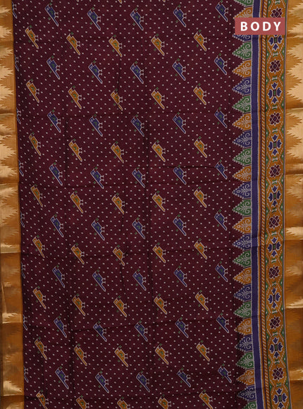 Wine & Mustard Yellow Semi Maheshwari Cotton Saree