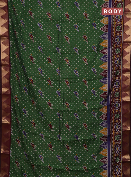 Green & Maroon Semi Maheshwari Cotton Saree