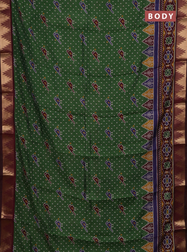 Green & Maroon Semi Maheshwari Cotton Saree