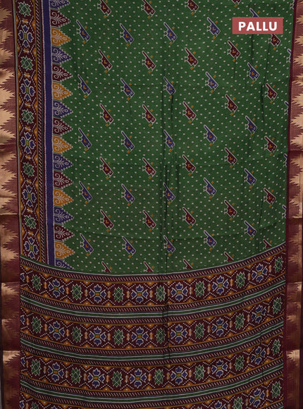 Green & Maroon Semi Maheshwari Cotton Saree