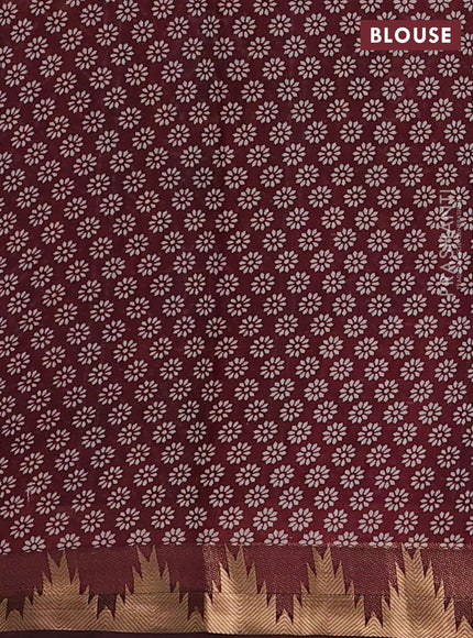 Green & Maroon Semi Maheshwari Cotton Saree