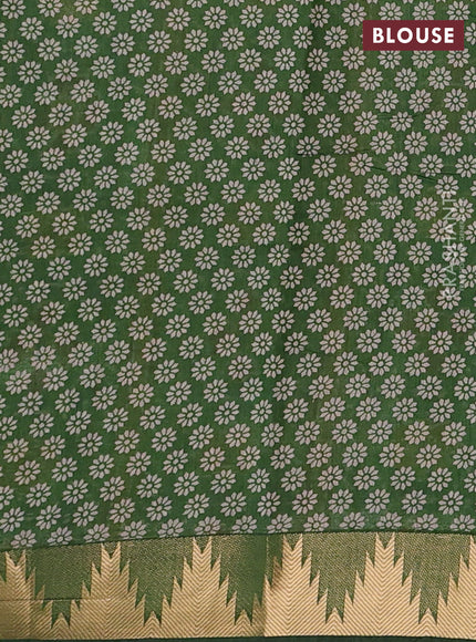 Mustard Yellow & Green Semi Maheshwari Cotton Saree