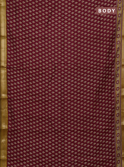 Red & Mustard Yellow Semi Maheshwari Cotton Saree