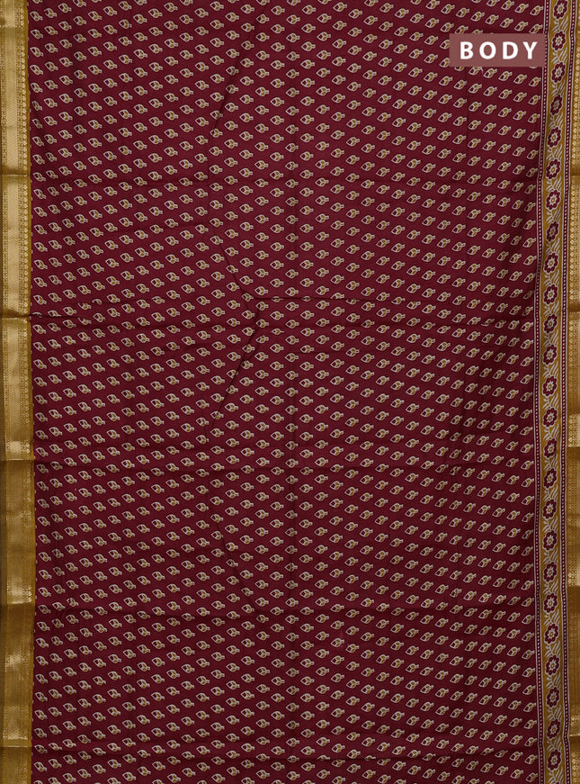 Red & Mustard Yellow Semi Maheshwari Cotton Saree