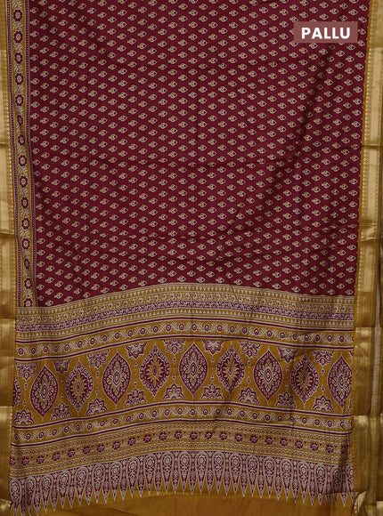 Red & Mustard Yellow Semi Maheshwari Cotton Saree
