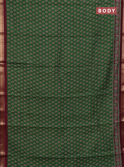 Green & Maroon Semi Maheshwari Cotton Saree