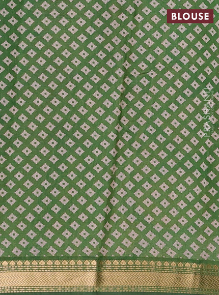 Mustard Yellow & Green Semi Maheshwari Cotton Saree