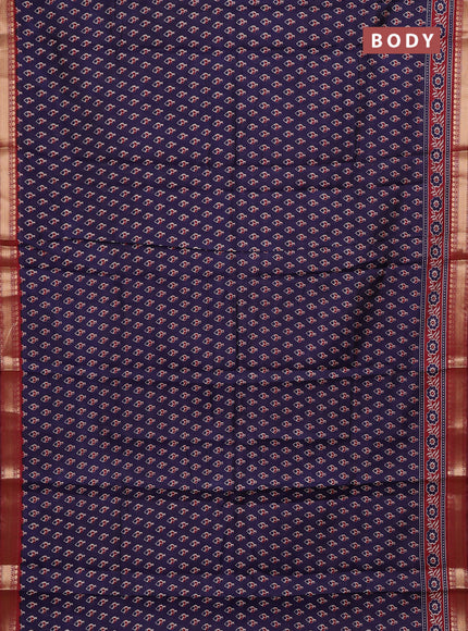 Blue & Maroon Semi Maheshwari Cotton Saree
