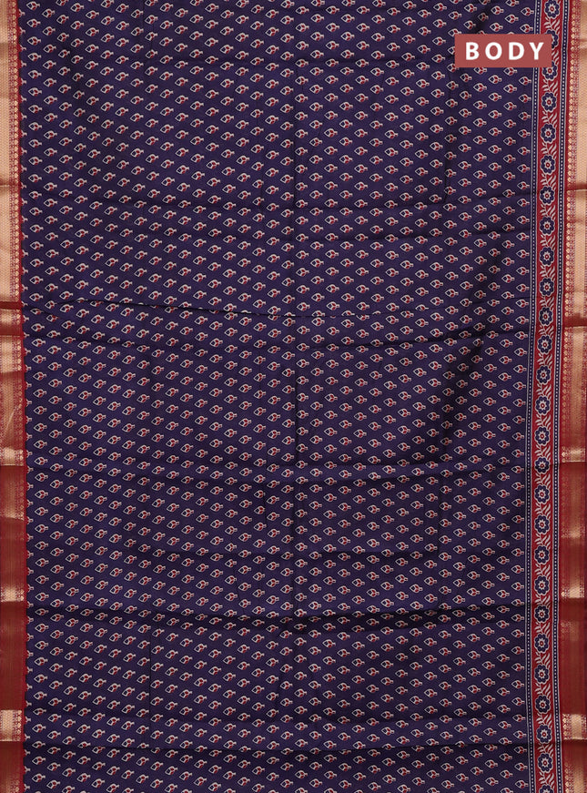 Blue & Maroon Semi Maheshwari Cotton Saree