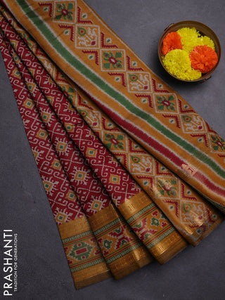 Maroon & Mustard Yellow Semi Maheshwari Cotton Saree