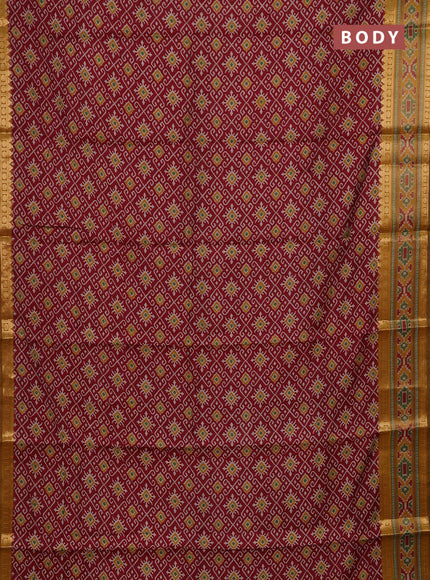 Maroon & Mustard Yellow Semi Maheshwari Cotton Saree