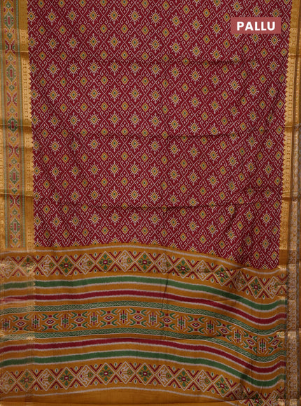 Maroon & Mustard Yellow Semi Maheshwari Cotton Saree