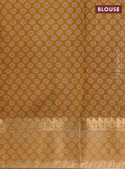 Maroon & Mustard Yellow Semi Maheshwari Cotton Saree