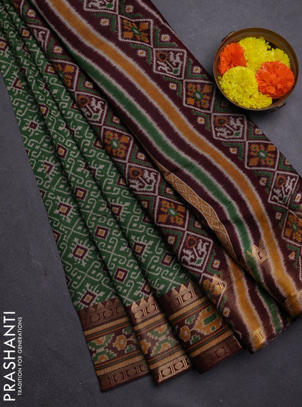 Green & Maroon Semi Maheshwari Cotton Saree