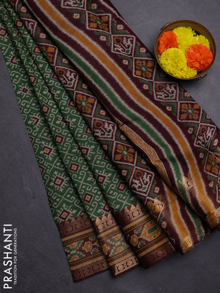 Green & Maroon Semi Maheshwari Cotton Saree