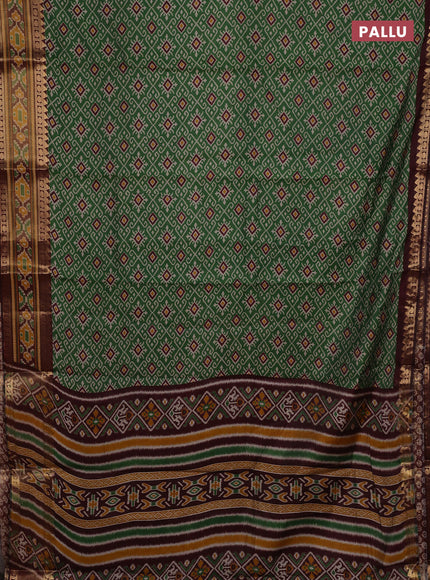 Green & Maroon Semi Maheshwari Cotton Saree