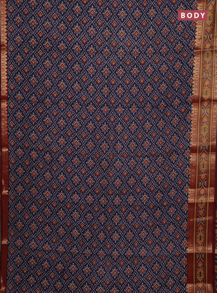 Blue & Maroon Semi Maheshwari Cotton Saree