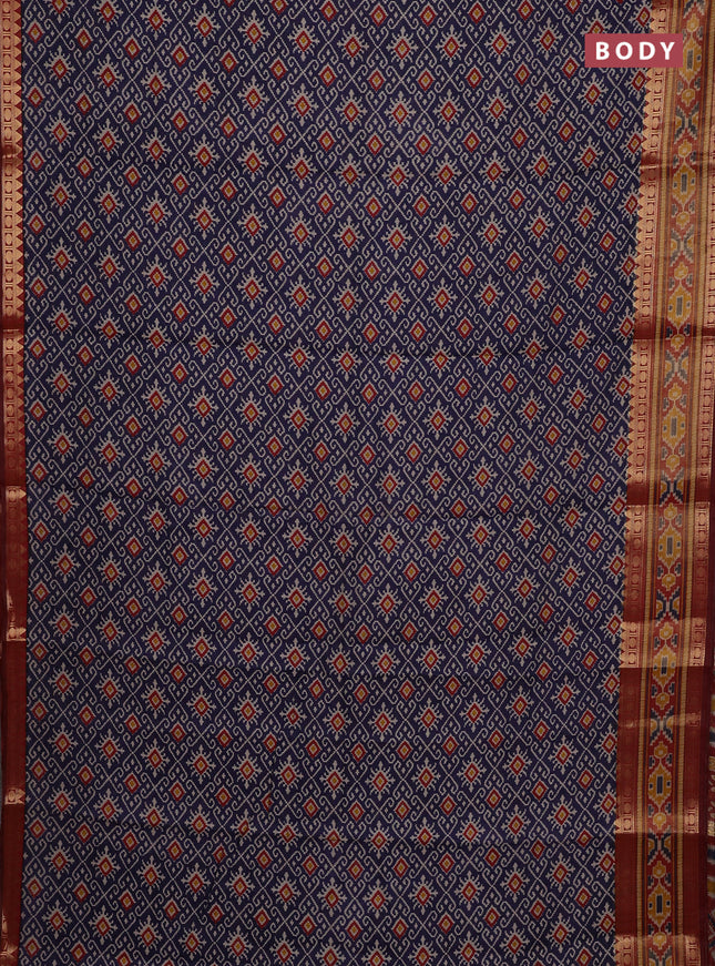 Blue & Maroon Semi Maheshwari Cotton Saree