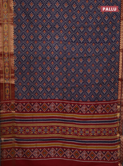 Blue & Maroon Semi Maheshwari Cotton Saree