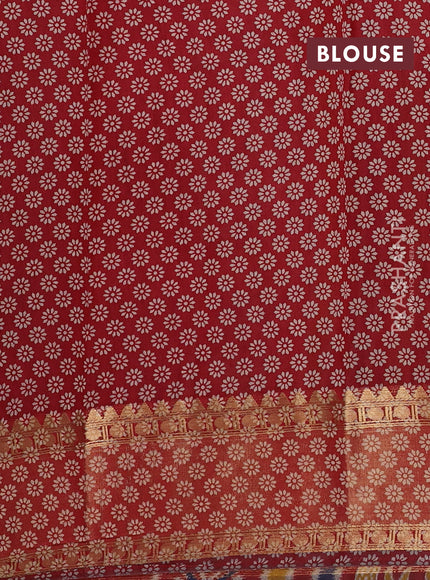 Blue & Maroon Semi Maheshwari Cotton Saree