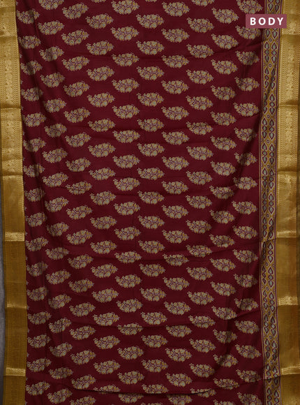 Maroon & Mustard Yellow Semi Maheshwari Cotton Saree