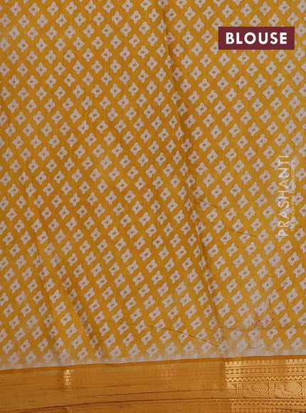 Maroon & Mustard Yellow Semi Maheshwari Cotton Saree