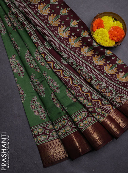 Green & Maroon Semi Maheshwari Cotton Saree