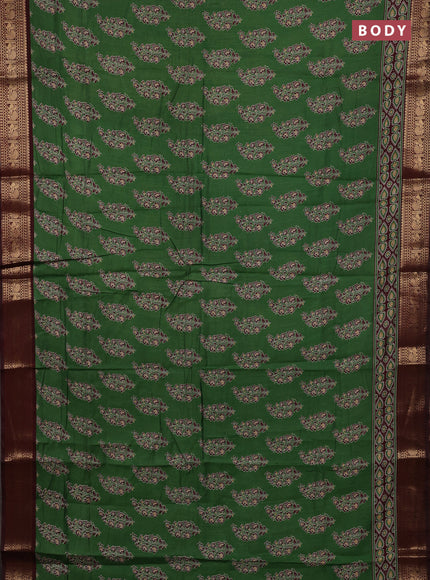 Green & Maroon Semi Maheshwari Cotton Saree