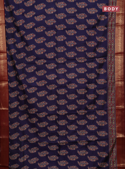 Blue & Maroon Semi Maheshwari Cotton Saree