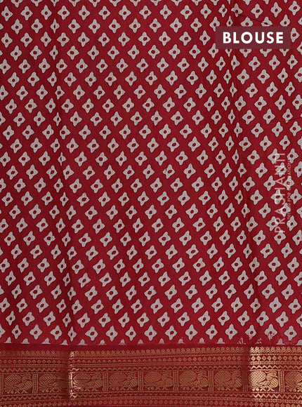 Blue & Maroon Semi Maheshwari Cotton Saree