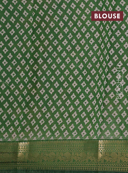 Mustard Yellow & Green Semi Maheshwari Cotton Saree