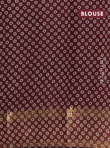 Mustard Yellow & Maroon Semi Maheshwari Cotton Saree