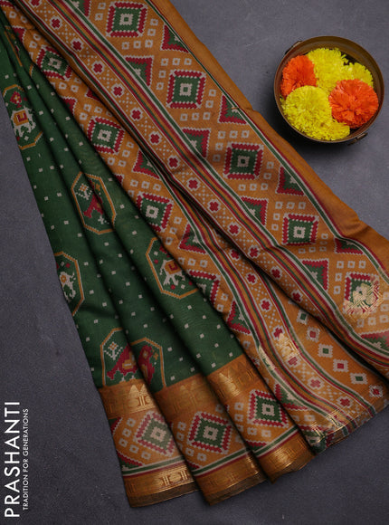 Green & Mustard Yellow Semi Maheshwari Cotton Saree