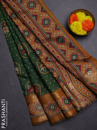 Green & Mustard Yellow Semi Maheshwari Cotton Saree