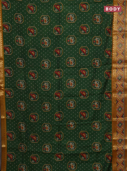 Green & Mustard Yellow Semi Maheshwari Cotton Saree