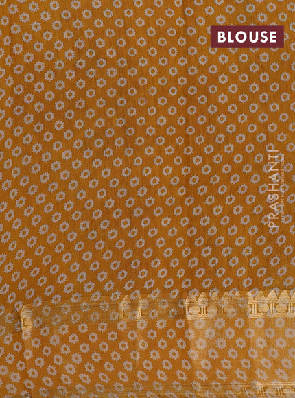 Green & Mustard Yellow Semi Maheshwari Cotton Saree