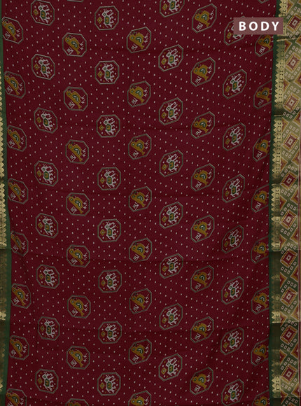 Maroon & Green Semi Maheshwari Cotton Saree