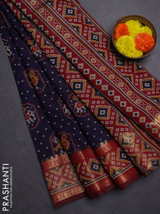 Blue & Maroon Semi Maheshwari Cotton Saree